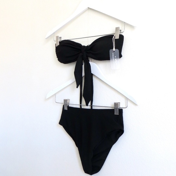 NEW! Kenny Flowers Mykonos Soft Eco Luxe Ribbed Bandeau Bikini Top & Bottom SZ S - Picture 8 of 14